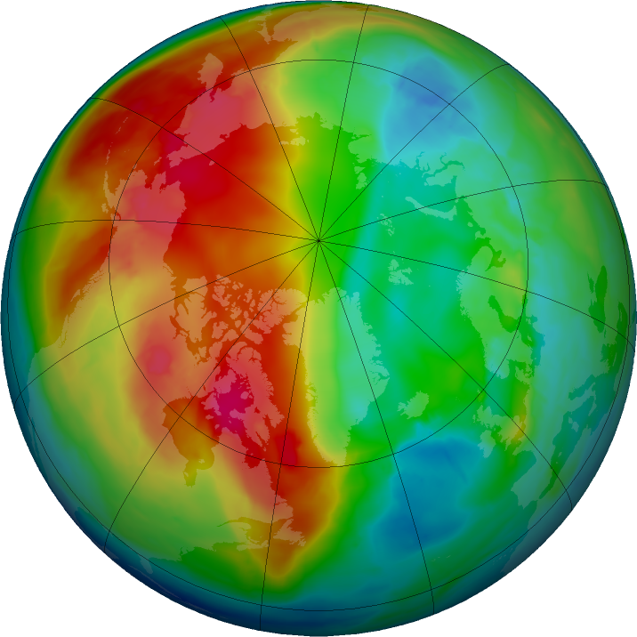 Arctic ozone map for 30 January 2016